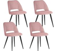 WAFTING Lot de 4 Chaises de Salle à Manger, Chaise avec Velours Côtelé en Éponge Épaisse, Chaise de Cuisine avec Pieds Métalliques Séparés, pour Salle à Manger, Cuisine et Réception, Rose