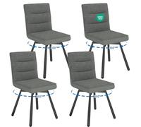 WAFTING Lot de 4 Chaises de Salle à Manger,Chaise Pivotante à 360 Degrés,Chaise Salon,Chaise de Cuisine,Convient aux Restaurants, Aux Cafés et Aux Bureaux,Gris foncé
