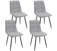 WAFTING Lot de 4 Chaises de Salle à Manger, Chaises Rembourrées avec Dossier Haut, Chaises de Cuisine Carré avec Base en Métal, pour la Salle à Manger, Salon, Cuisine et Réception, Gris