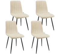 WAFTING Lot de 4 chaises de Salle à Manger rembourrées à Dossier Haut avec Pied en métal pour Salle à Manger, Salon, Cuisine, Chambre à Coucher et Salle de réception Beige