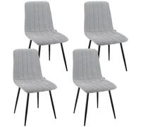 WAFTING Lot de 4 Chaises de Salle à Manger, Chaises Rembourrées avec Dossier Haut, Chaises de Cuisine Rayées avec Base en Métal, pour la Salle à Manger, Salon, Cuisine et Réception, Gris