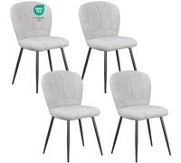 WAFTING Lot de 4 Chaises de Salle à Manger, Design Coquille en Chenille Doux, Pieds Métal, Confort Moderne pour Maison et Bureau, Gris