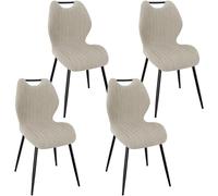 WAFTING Lot de 4 Chaises de Salle à Manger Rembourrées avec Dossier Haut en Tissu et Pieds en Métal Laqué Noir, pour Chambre à Coucher, Salle à Manger et Réception, Kaki