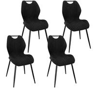 WAFTING Lot de 4 Chaises de Salle à Manger, Rembourrées, avec Dossier Haut, en Tissu et Pieds en Métal Laqué Noir, pour Salle à Manger, Chambre à Coucher et Réception, Noir