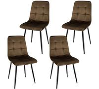WAFTING Lot de 4 Chaises de Salle à Manger, Chaises Rembourrées avec Dossier Haut en Velours Hollandais avec Pied en Métal, pour Salle à Manger, Salle de Réception et Salon, Marron