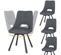 WAFTING Lot de 4 Chaises Pivotantes de Restaurant, Pivotantes à 360°, Chaises de Salle à Manger Rembourrées avec Dossier Ajouré, pour Salle à Manger, Cuisine, Salon, Café et Réception, Gris Foncé
