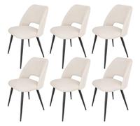 WAFTING Lot de 6 chaises de Salle à Manger en Velours côtelé avec Rembourrage en Velours côtelé épais et Pieds en métal séparés, pour Salle à Manger, Salon, Chambre à Coucher et réception, Beige
