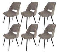 WAFTING Lot de 6 Chaises de Salle à Manger, Chaise avec Velours Côtelé en Éponge Épaisse, Chaise de Cuisine avec Pieds Métalliques Séparés, pour Salle à Manger, Cuisine et Réception, Marron