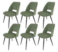 WAFTING Lot de 6 chaises de Salle à Manger en Velours côtelé avec Rembourrage en Velours côtelé épais et Pieds en métal séparés, pour Salle à Manger, Salon, Chambre à Coucher et réception, Vertes
