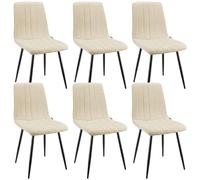 WAFTING Lot de 6 Chaises de Salle à Manger, Chaises Rembourrées avec Dossier Haut, Chaises de Cuisine Rayées avec Base en Métal, pour la Salle à Manger, Salon, Cuisine et Réception, Beige