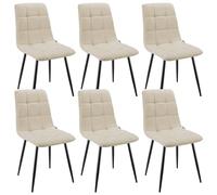 WAFTING Lot de 6 chaises de Salle à Manger, rembourrées, avec Dossier Haut et Design en Lin, avec Pieds en métal, pour Salle à Manger, Salon, Cuisine, Chambre à Coucher et Salle de réception, Beige