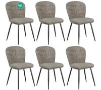 WAFTING Lot de 6 Chaises de Salle à Manger, Design Coquille en Chenille Doux, Pieds Métal, Confort Moderne pour Maison et Bureau, Gris-Brun