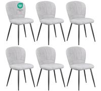 WAFTING Lot de 6 Chaises de Salle à Manger, Design Coquille en Chenille Doux, Pieds Métal, Confort Moderne pour Maison et Bureau, Gris