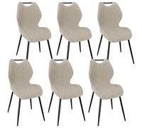 WAFTING Lot de 6 Chaises de Salle à Manger, Rembourrées, avec Dossier Haut, en Tissu et Pieds en Métal Laqué Noir, pour Salle à Manger, Chambre à Coucher et Réception, Kaki