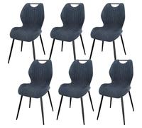 WAFTING Lot de 6 Chaises de Salle à Manger, Rembourrées, avec Dossier Haut, en Tissu et Pieds en Métal Laqué Noir, pour Salle à Manger, Chambre à Coucher et Réception, Noir Clair