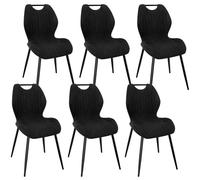 WAFTING Lot de 6 Chaises de Salle à Manger, Rembourrées, avec Dossier Haut, en Tissu et Pieds en Métal Laqué Noir, pour Salle à Manger, Chambre à Coucher et Réception, Noir