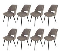 WAFTING Lot de 8 Chaises de Salle à Manger, Chaise avec Velours Côtelé en Éponge Épaisse, Chaise de Cuisine avec Pieds Métalliques Séparés, pour Salle à Manger, Cuisine et Réception, Marron