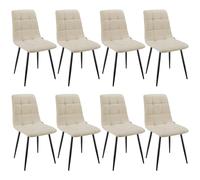 WAFTING Lot de 8 chaises de Salle à Manger, rembourrées, avec Dossier Haut et Design en Lin, avec Pieds en métal, pour Salle à Manger, Salon, Cuisine, Chambre à Coucher et Salle de réception, Beige