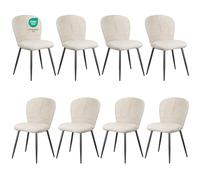WAFTING Lot de 8 Chaises de Salle à Manger, Design Coquille en Chenille Doux, Pieds Métal, Confort Moderne pour Maison et Bureau, Beige