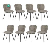 WAFTING Lot de 8 Chaises de Salle à Manger, Design Coquille en Chenille Doux, Pieds Métal, Confort Moderne pour Maison et Bureau, Gris-Brun