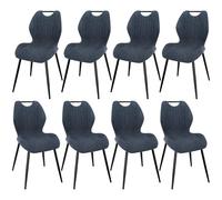 WAFTING Lot de 8 Chaises de Salle à Manger, Rembourrées, avec Dossier Haut, en Tissu et Pieds en Métal Laqué Noir, pour Salle à Manger, Chambre à Coucher et Réception, Noir Clair