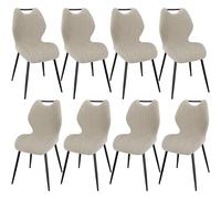 WAFTING Lot de 8 Chaises de Salle à Manger, Rembourrées, avec Dossier Haut, en Tissu et Pieds en Métal Laqué Noir, pour Salle à Manger, Chambre à Coucher et Réception, Kaki