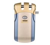 Wafu Keyless Entry Door Lock Lock Remote Control Lock Pas de Trous de Serrure Tiger Lock Méthode USB Power Backup 433MHz avec 4 Touches Distantes pour le Bureau à Domicile Villa (Bleu et or)