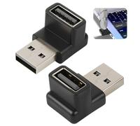 Wafuesh Adaptateur USB 3.1 à Angle de 90° - Mâle vers Femelle, USB coudé, 10 Gbps, Connecteur L Forme, Charge 3A, Transfert de Données, OTG, 2 pièces (Courbe Positive/Femelle vers Le Bas)