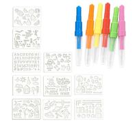 Wafuesh Kit de Stylos Pulvérisateurs, Set Créatif avec 6 Stylos à Souffler et 10 Pochoirs Réutilisables pour Dessiner et Colorier, pour Éveiller la Créativité des Petits Artistes à Partir