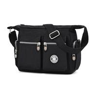 Wafybsre Sac à Bandoulière Décontracté Femme Multi Poche Sac Léger Sacs et Messenger, Noir , 29 x10 x 21cm