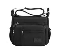 Wafybsre Sac à bandoulière décontracté multi-poches en nylon pour femme, Noir, S