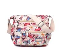 Wafybsre Sac à bandoulière pour femme en nylon multi-poches imperméable Motif floral, Papillon coloré., Medium, Décontracté