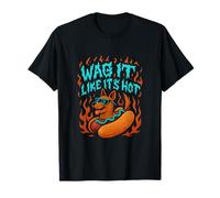 Wag It Like It's Hot Neon Fire Dog Cartoon Lunettes de soleil T-Shirt
