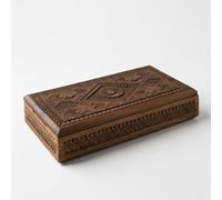 WAGA - DUNYA Boîte à Bijoux en Noyer - Pièce Unique - Fait à la Main - Artisanat Reconnu par l'UNESCO - Idée Cadeau Saint Valentin, Anniversaire, Mariage - Design et Élégance