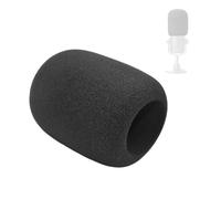 WAGHAVEN Housse de microphone en mousse à enfiler pour pare-brise, noire arrondie, 100 x 78 mm pour diffusion en continu, maison et chat vocal, pochette de baladodiffusion, accessoire vocal pour la