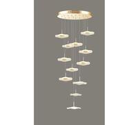 WAGLOS Lustre D'escalier Feuille Lotus, Luminaires Créatifs Duplex Long Lustre Rotatif Décoration Maison Lampe Salle Manger éclairage Intérieur Cuisine, 12 Heads