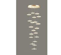 WAGLOS Lustre D'escalier Feuille Lotus, Luminaires Créatifs Duplex Long Lustre Rotatif Décoration Maison Lampe Salle Manger éclairage Intérieur Cuisine, 20 heads