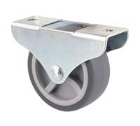 Wagner 01075701 Roulette fixe pour meuble, diamètre : 50 mm, hauteur : 55 mm, en acier galvanisé souple, gris, plaque de vissage 25 x 70 mm, capacité de charge 50 kg