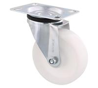 WAGNER 04130001 Roulette pivotante pour meubles Ø 100 mm Roulette de transport avec roulement à rouleaux Acier galvanisé Blanc Hauteur 105 mm Plaque de fixation 80 x 100 mm Charge maximale 70 kg