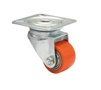 Wagner 04693501 Mini Roulette pivotante souple Diamètre 35 mm Hauteur 60 mm Roulement à billes Surface de roulement souple en acier et fonte Rouge/argenté Plaque de fixation 60 x 60 mm Charge maximale