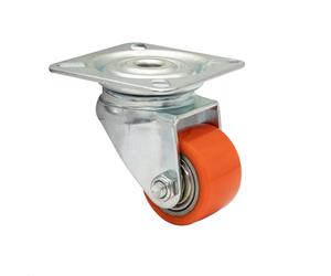 Wagner 04693501 Mini Roulette pivotante souple Diamètre 35 mm Hauteur 60 mm Roulement à billes Surface de roulement souple en acier et fonte Rouge/argenté Plaque de fixation 60 x 60 mm Charge maximale