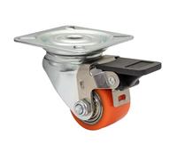 Wagner 04793501 Roulette pivotante souple avec frein - Mini - Diamètre : 35 mm, roulement à billes, surface de roulement souple, acier et fonte, rouge/argent, plaque de fixation 60 x 60 mm, capacité