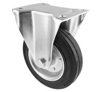 Wagner 04816001 Roulette fixe souple Diamètre 160 mm, hauteur 200 mm, jante en acier galvanisé, caoutchouc plein, plaque de vissage 110 x 140 mm, capacité de charge 150 kg