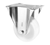 Wagner 04858001 Roulette fixe pour meuble, diamètre 80 mm, hauteur 105 mm, acier galvanisé, blanc, plaque de fixation 85 x 105 mm, charge maximale 50 kg