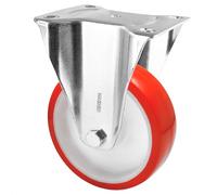 Wagner 04880001 Roulette fixe souple Diamètre 100 mm Hauteur 125 mm Acier galvanisé Rouge/blanc Plaque de fixation 85 x 105 mm Charge maximale 75 kg