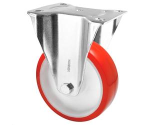 Wagner 04880001 Roulette fixe souple Diamètre 100 mm Hauteur 125 mm Acier galvanisé Rouge/blanc Plaque de fixation 85 x 105 mm Charge maximale 75 kg