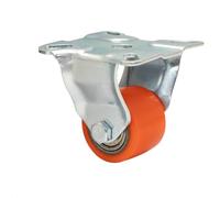 Wagner 04893501 Mini Roulette fixe souple Diamètre 35 mm Hauteur 60 mm Roulement à billes Surface de roulement souple en acier et fonte Rouge/argenté Plaque de fixation 60 x 60 mm Charge maximale 100