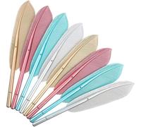 Wagner-10 Pièces Stylos Fantaisie Forme De Plume Stylos À Bille À Encre Liquide À Séchage Rapide Stylo Plume En Plastique Pour Fille Et Femme Fournitures Scolaires Bureau Stationnaire,Couleur Aléatoir