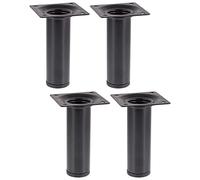 Wagner 12101004 Classic Retro Lot de 4 Pieds de Meuble - Ø 30 x 100 mm - Plaque à Visser intégrée 60 x 60 mm Filetage intérieur Ø 10 mm - Acier revêtu par pulvérisation Noir - 12101004