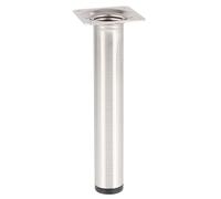 Wagner 12112001 Pied de Meuble Classique rétro Ø 30 x 200 mm Plaque de Fixation intégrée 60 x 60 mm Filetage intérieur Ø 10 mm Acier Aspect Acier brossé